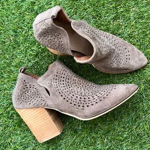 Brown boho chunky heeled booties
